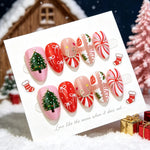 Press-On Nail Set Holiday Designs Long-Lasting Wear