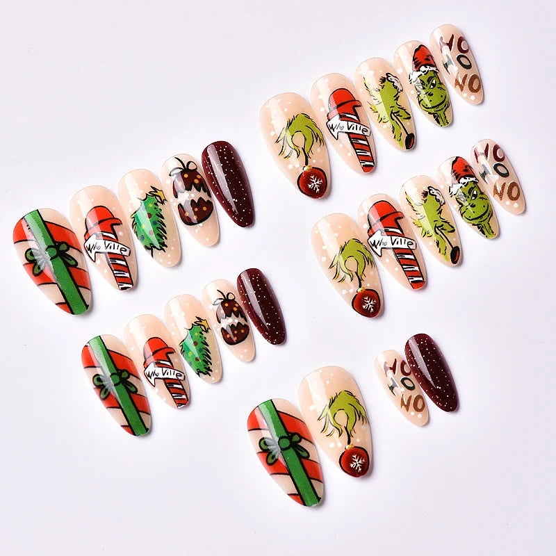 Press-On Nail Set Holiday Designs & No Adhesive