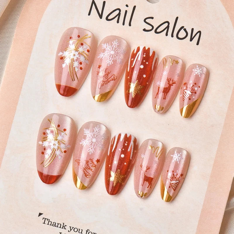 Press-On Nail Set Holiday Designs No Glue