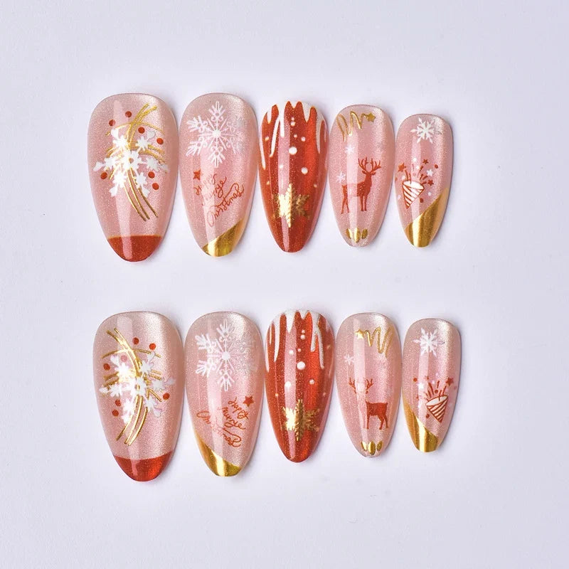 Press-On Nail Set Holiday Designs No Glue