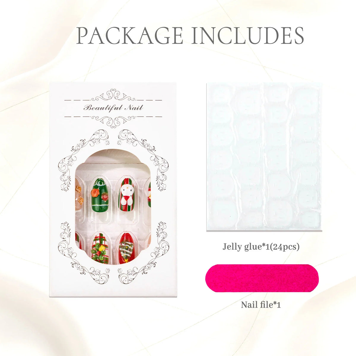 Press-On Nail Set Holiday Designs Peel-And-Press