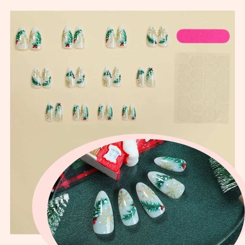 Press-On Nail Set Holiday Designs Peel And Stick