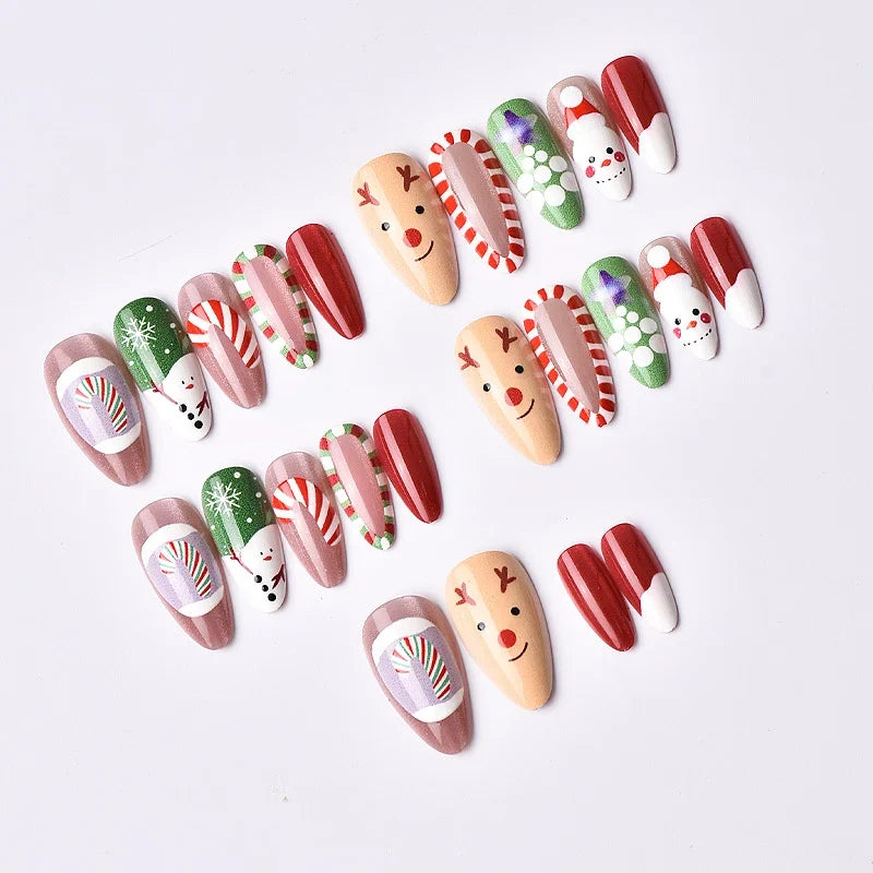 Press-On Nail Set Holiday Designs Peel-And-Stick Reusable