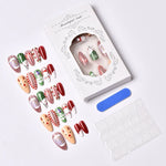 Press-On Nail Set Holiday Designs Peel-And-Stick Reusable