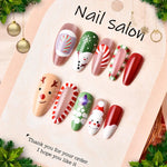 Press-On Nail Set Holiday Designs Peel-And-Stick & Reusable