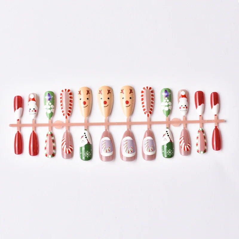 Press-On Nail Set Holiday Designs Peel-And-Stick Reusable