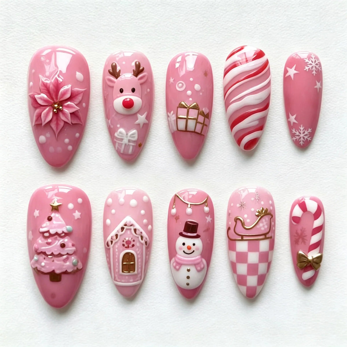 Press-On Nail Set Holiday Designs Peel & Stick