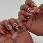Press-On Nail Set Holiday Designs Red Quick Apply & Long-Lasting