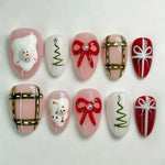 Press-On Nail Set Holiday Designs Strong Adhesive