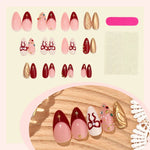 Press-On Nail Set Long-Lasting Festive Red Bows & Stars
