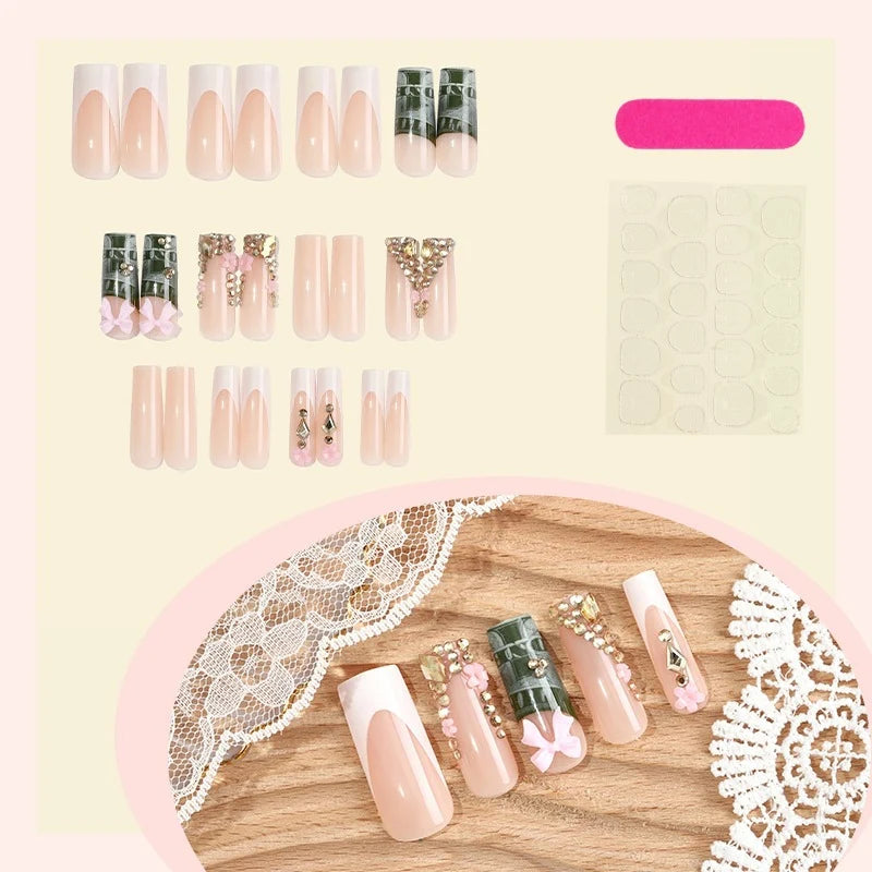 Press-On Nail Set Luxurious Embellishments Easy Application