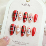 Press-On Nail Set Peel-And-Press Reusable Snowman & Plaid