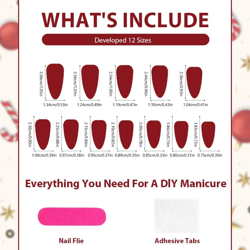 Press-On Nail Set Peel-And-Stick Reusable Christmas Designs