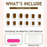 Press-On Nail Set Red Snowflake 24-Piece Glue & Template