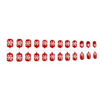 Press-On Nail Set Red Snowflake 24-Piece Glue & Template