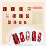Press-On Nail Set Santa-Themed Easy-Apply & Chip-Resistant
