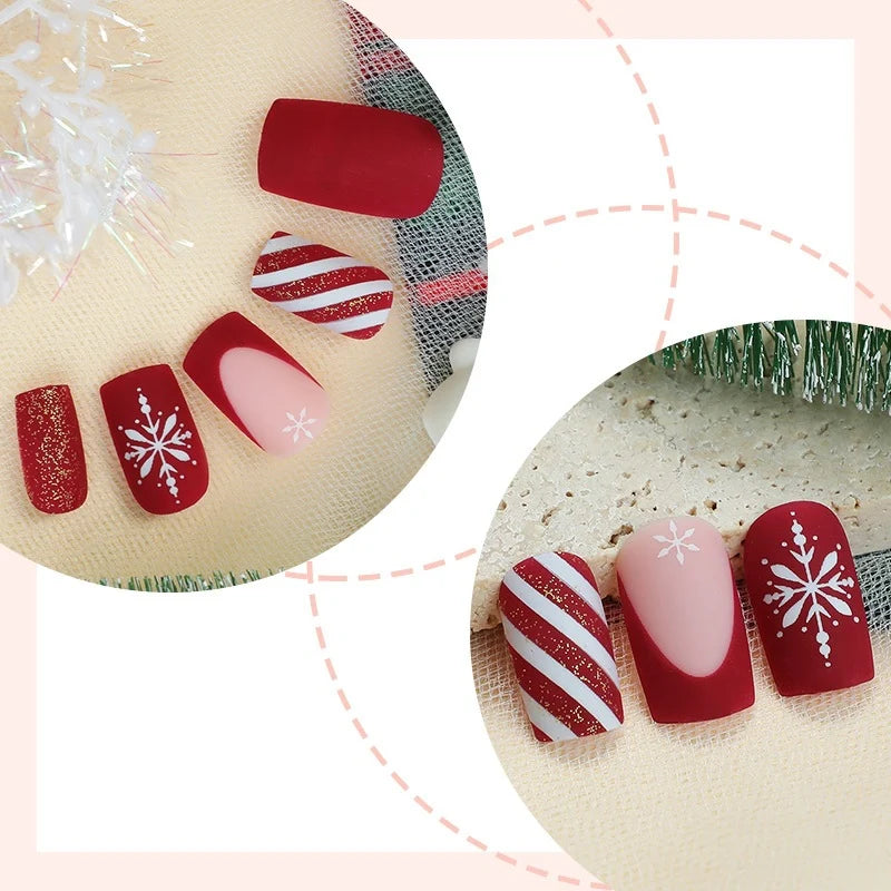Press-On Nail Set Self-Adhesive Festive Glitter Multiple Sizes