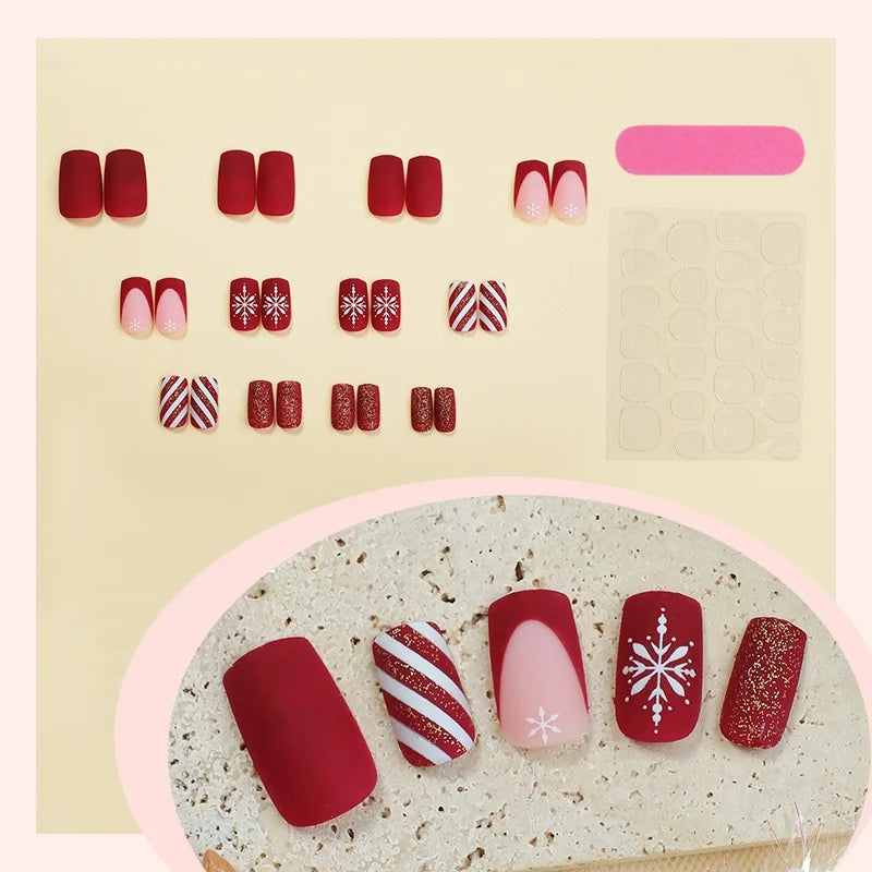 Press-On Nail Set Self-Adhesive Festive Glitter Multiple Sizes