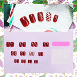 Press-On Nail Set Self-Adhesive Holiday Snowflake & Candy Cane
