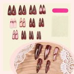 Press-On Nail Set Sparkling Design Adhesive Strips