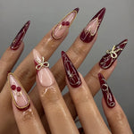 Press-On Nail Set Sparkling Design Adhesive Strips