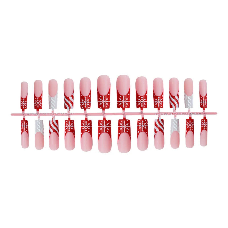 Press-On Nail Set Winter Snowflake Designs Easy Apply Long-Lasting