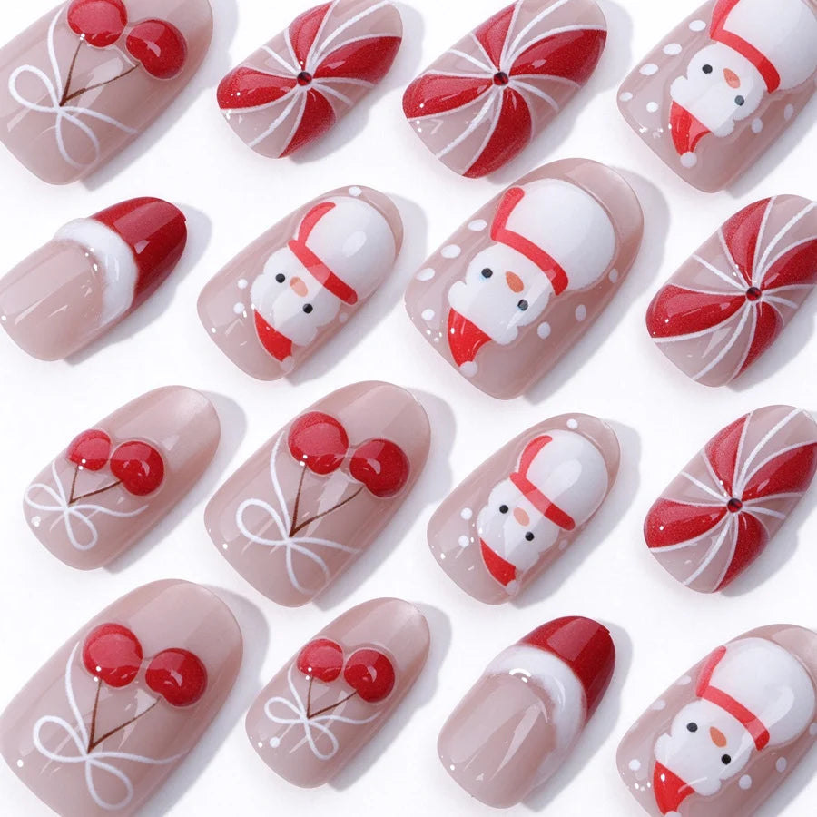 Press-On Nails Christmas Designs Glue-Free & Multiple Sizes