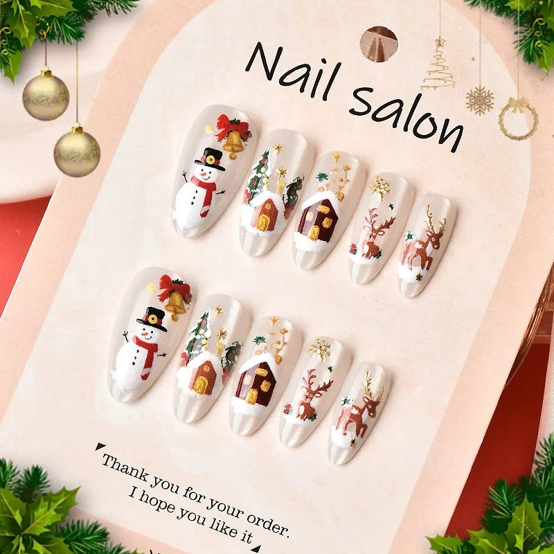 Press-On Nails Christmas Designs Peel-And-Stick & Reusable