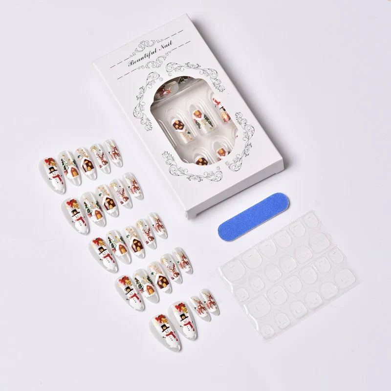 Press-On Nails Christmas Designs Peel-And-Stick & Reusable