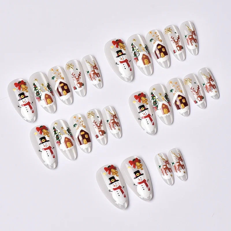 Press-On Nails Christmas Designs Peel-And-Stick & Reusable