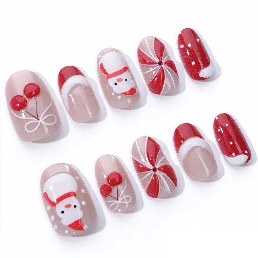 Press-On Nails Christmas Designs Self-Adhesive & Multiple Sizes