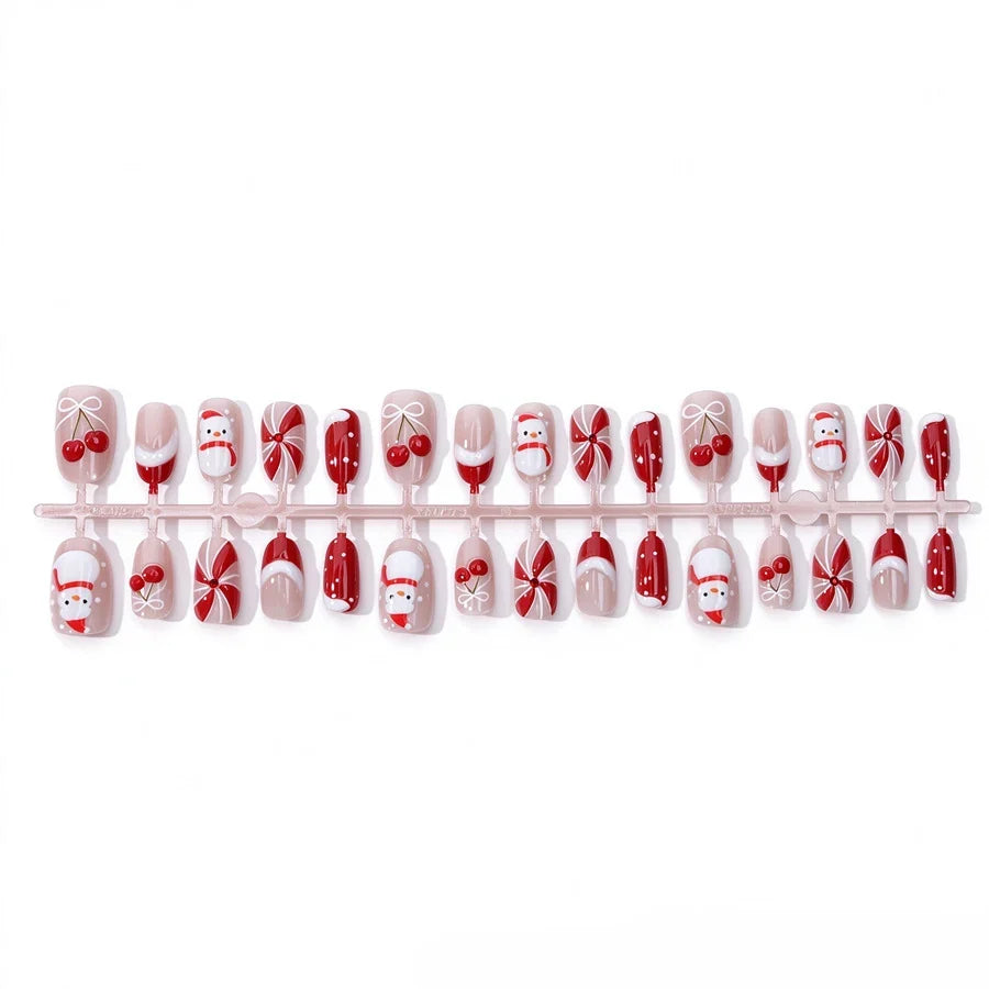 Press-On Nails Christmas Designs Self-Adhesive & Multiple Sizes