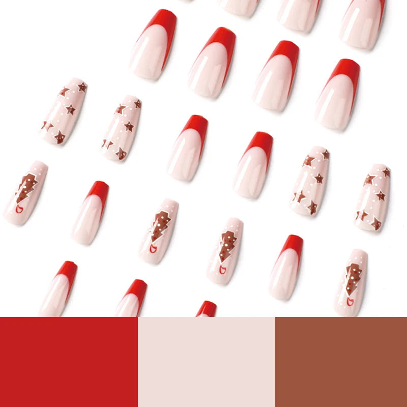 Press-On Nails Christmas Glitter Reusable Easy Application