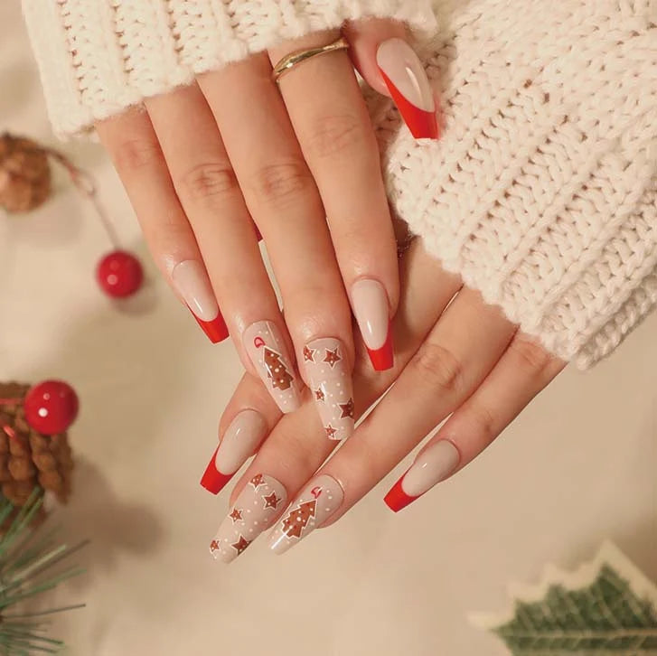 Press-On Nails Christmas Glitter Reusable Easy Application