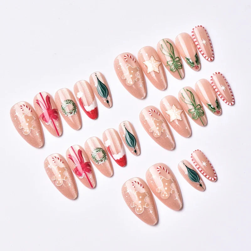 Press-On Nails Christmas Nail Art Glossy Peel & Stick