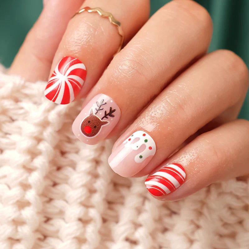 Press-On Nails Festive Holiday Designs Chip Resistant