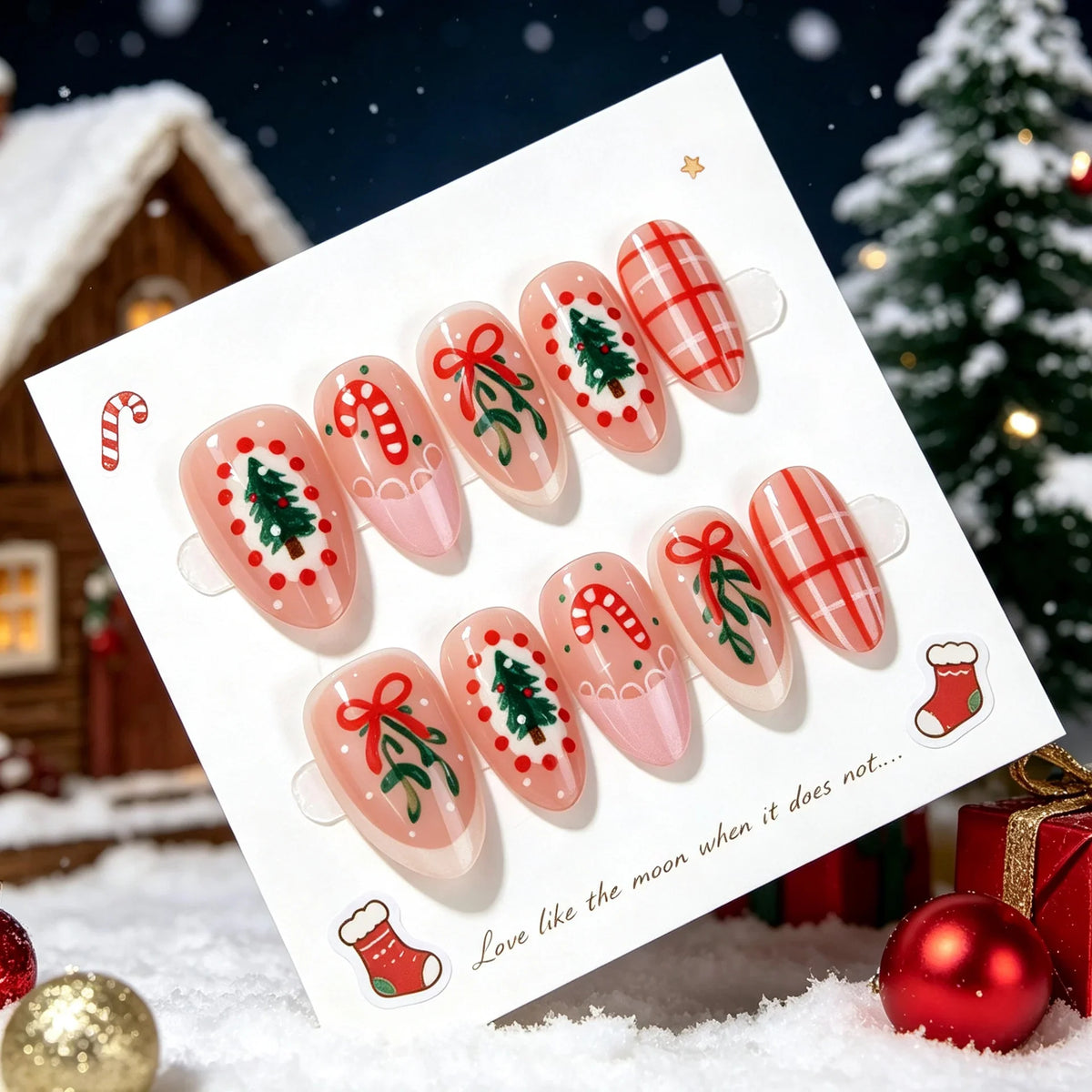 Press-On Nails Festive Holiday Designs Custom Fit