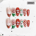 Press-On Nails Festive Holiday Designs Flexible Fit & Long-Lasting