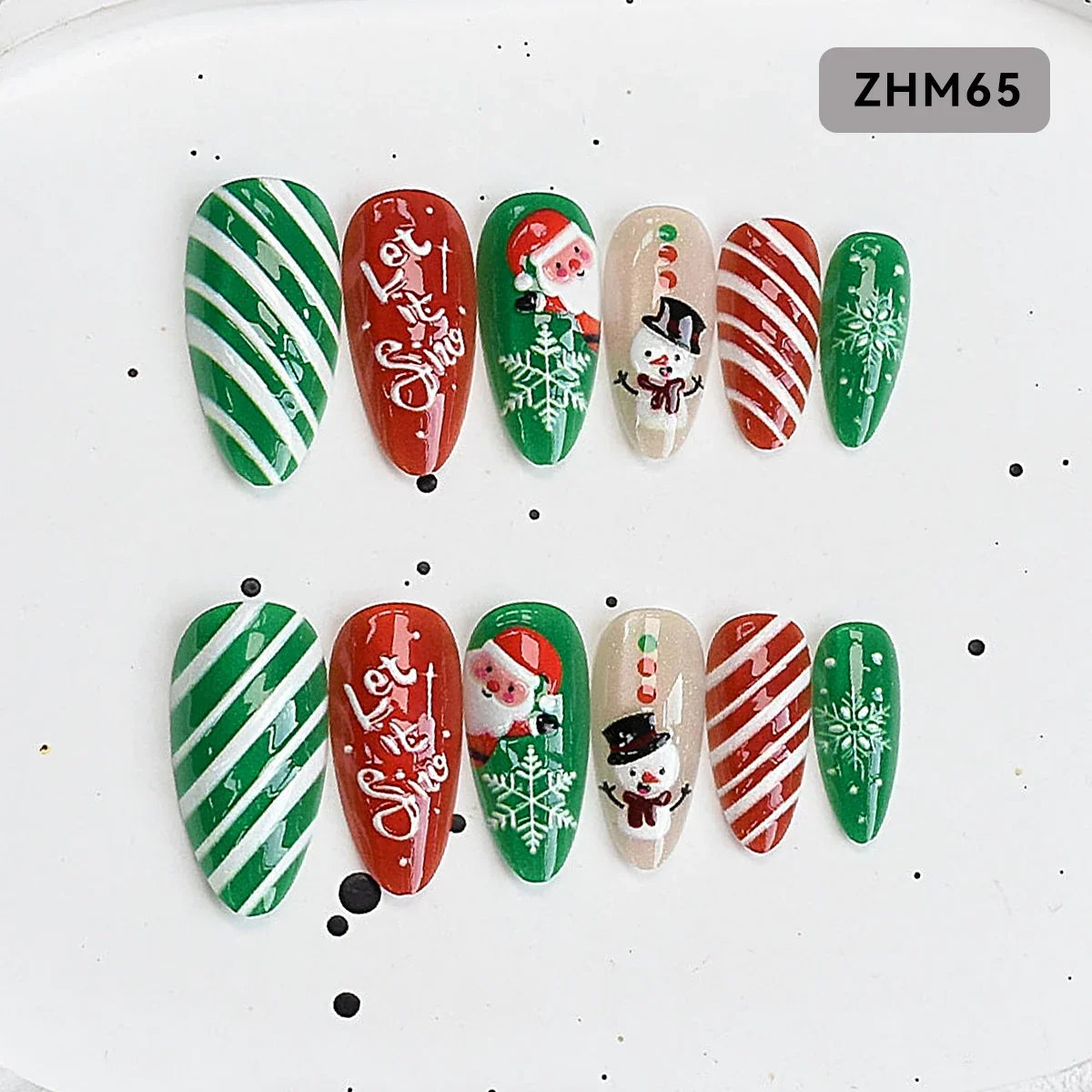 Press-On Nails Festive Holiday Designs Flexible Fit & Long-Lasting