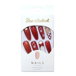 Press-On Nails Festive Red Snowflake & Bow Glue-On