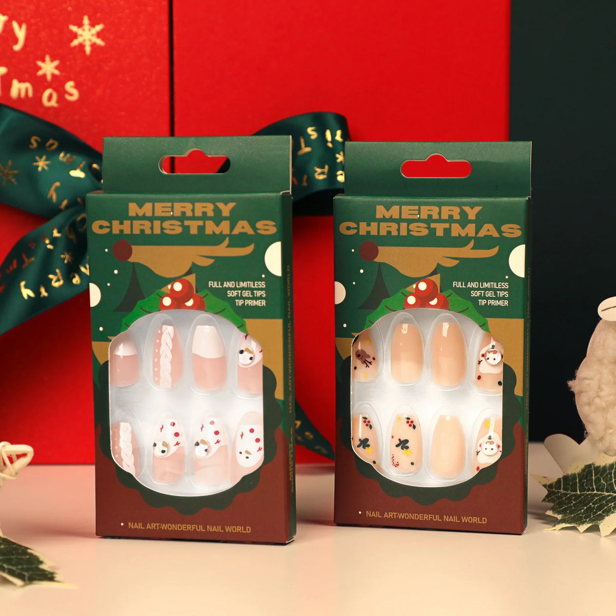 Press-On Nails Festive Snowman Design Self-Adhesive & Seamless Fit