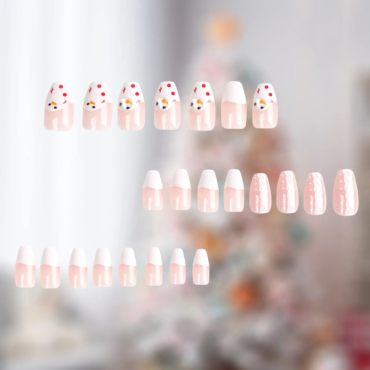 Press-On Nails Festive Snowman Design Self-Adhesive & Seamless Fit