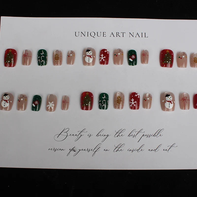 Press-On Nails Handmade Holiday Designs Secure Adhesive