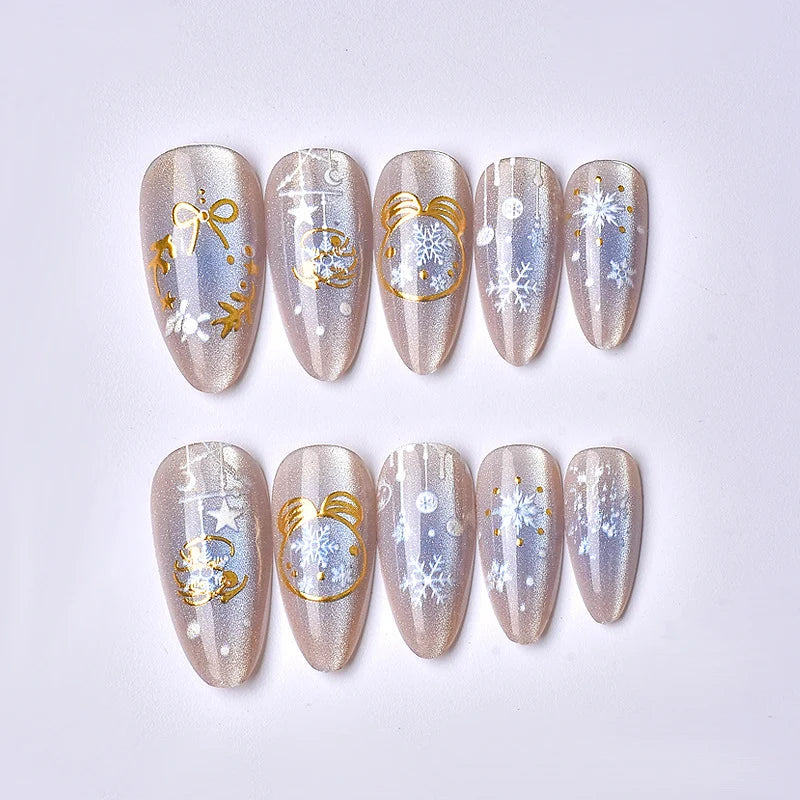 Press-On Nails Holiday Designs Adhesive Backing & Reusable