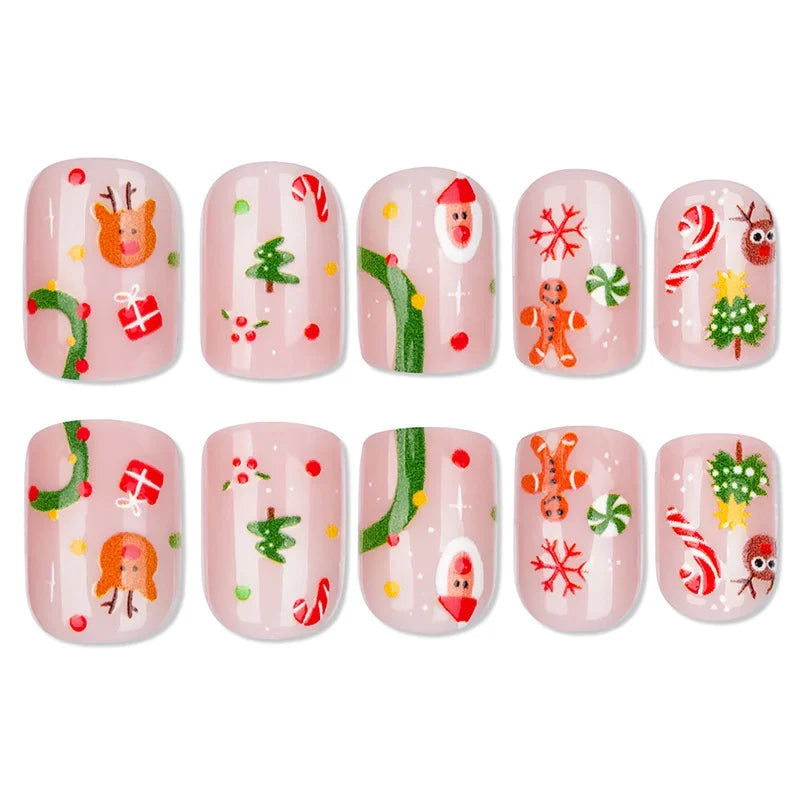 Press-On Nails Holiday Designs Gel Finish & Strong Adhesive