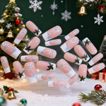 Press-On Nails Holiday Snowflake & Holly Long-Lasting Easy-Apply