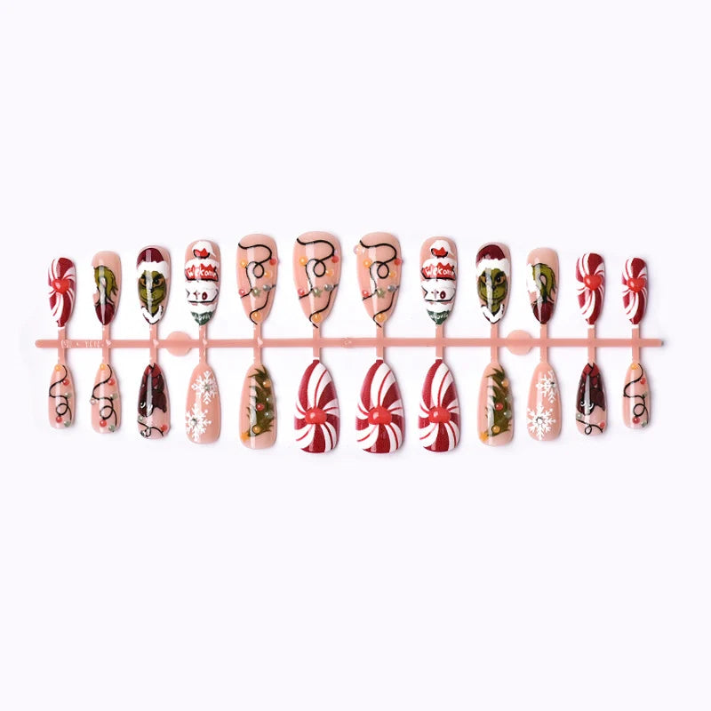Press-On Nails Peel-And-Stick Holiday Designs Assorted Lengths