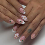 Press-On Nails Rhinestone Floral Quick-Apply Multiple Sizes