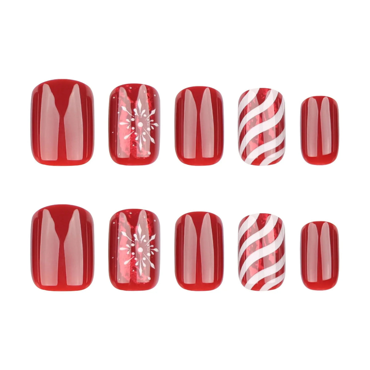 Press-On Nails Self-Adhesive Holiday Deep Red Set Of 24