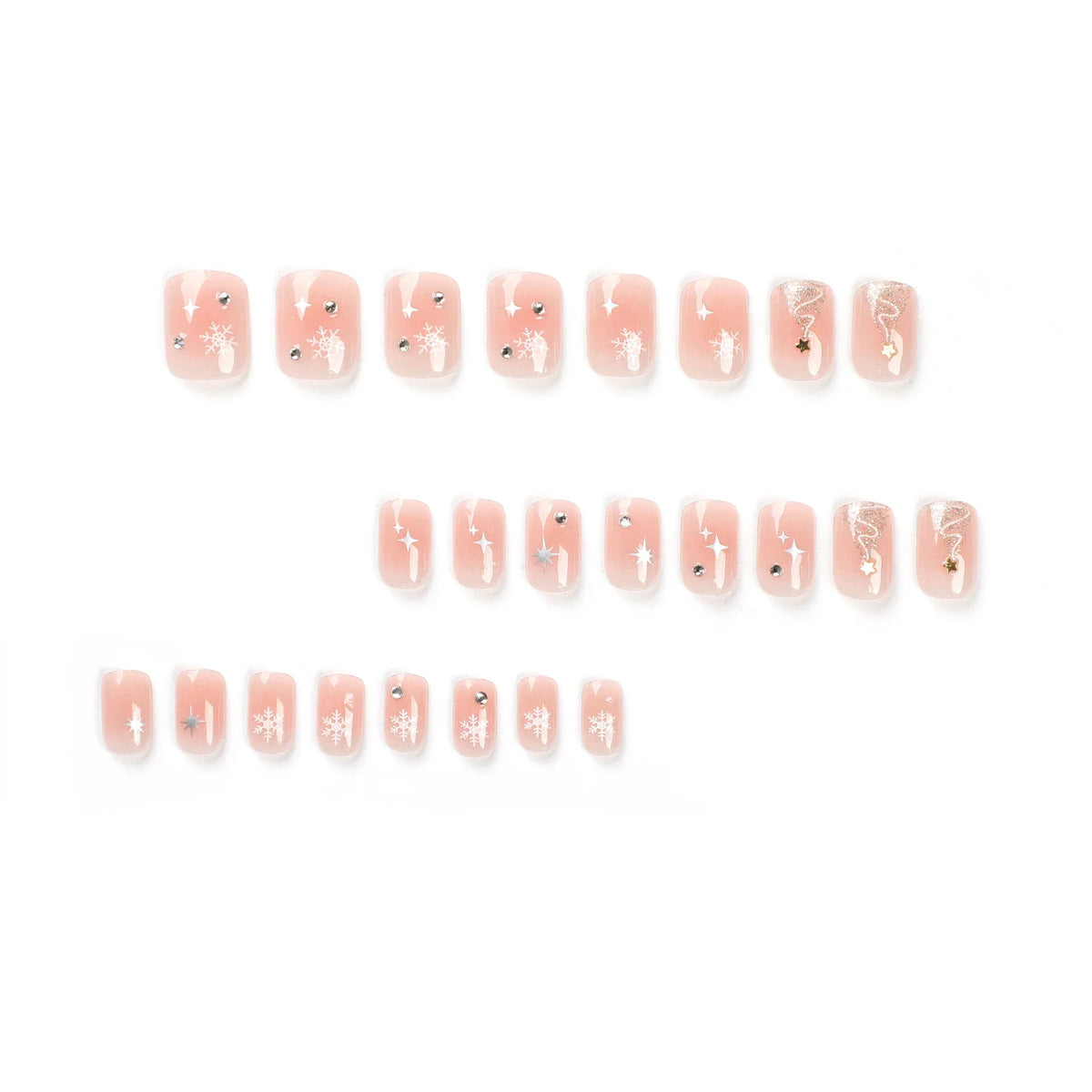 Press-On Nails Self-Adhesive Lightweight Christmas Snowflake & Star